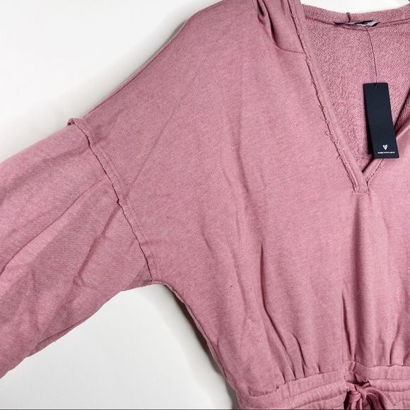 LULU'S Relaxed Agenda Mauve Pink Hooded Lounge Romper XS - Picture 6 of 10